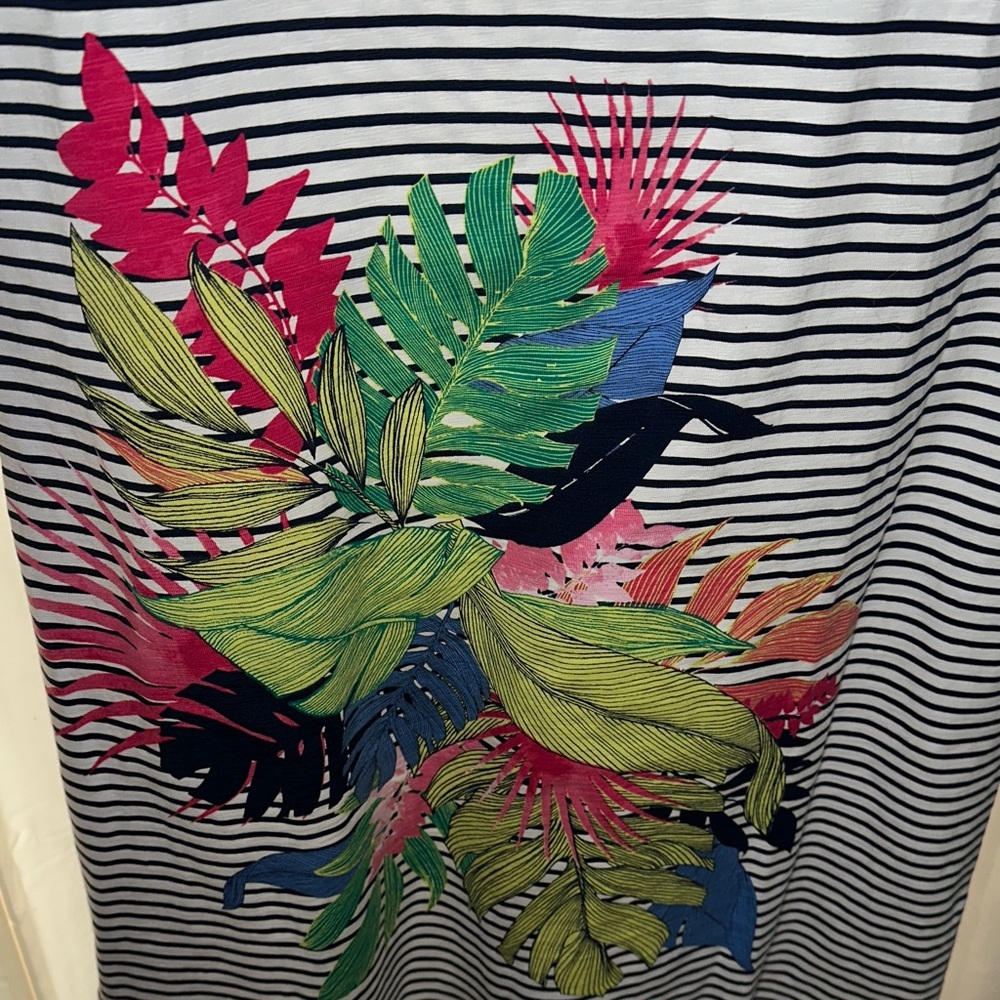 Tommy Bahama Blue and White Striped Dress with Colorful Floral Design - Picture 3 of 6